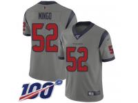 #52 Limited Barkevious Mingo Gray Football Men's Jersey Houston Texans Inverted Legend 100th Season