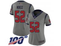 #52 Limited Barkevious Mingo Gray Football Women's Jersey Houston Texans Inverted Legend 100th Season