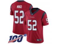 #52 Limited Barkevious Mingo Red Football Alternate Men's Jersey Houston Texans Vapor Untouchable 100th Season