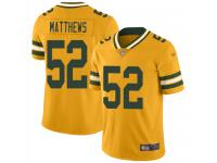 #52 Limited Clay Matthews Gold Football Men's Jersey Green Bay Packers Inverted Legend Vapor Rush