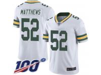 #52 Limited Clay Matthews White Football Road Men's Jersey Green Bay Packers Vapor Untouchable 100th Season