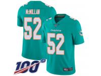 #52 Limited Raekwon McMillan Aqua Green Football Home Men's Jersey Miami Dolphins Vapor Untouchable 100th Season