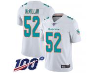 #52 Limited Raekwon McMillan White Football Road Men's Jersey Miami Dolphins Vapor Untouchable 100th Season