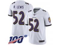 #52 Limited Ray Lewis White Football Road Men's Jersey Baltimore Ravens Vapor Untouchable 100th Season