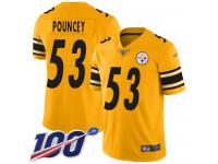 #53 Limited Maurkice Pouncey Gold Football Men's Jersey Pittsburgh Steelers Inverted Legend 100th Season