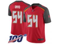 #54 Limited Lavonte David Red Football Home Men's Jersey Tampa Bay Buccaneers Vapor Untouchable 100th Season