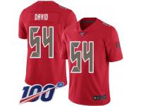 #54 Limited Lavonte David Red Football Men's Jersey Tampa Bay Buccaneers Rush Vapor Untouchable 100th Season