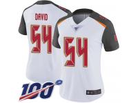 #54 Limited Lavonte David White Football Road Women's Jersey Tampa Bay Buccaneers Vapor Untouchable 100th Season