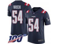 #54 Limited Tedy Bruschi Navy Blue Football Men's Jersey New England Patriots Rush Vapor Untouchable 100th Season