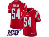 #54 Limited Tedy Bruschi Red Football Men's Jersey New England Patriots Inverted Legend 100th Season