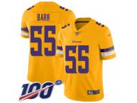 #55 Limited Anthony Barr Gold Football Men's Jersey Minnesota Vikings Inverted Legend 100th Season