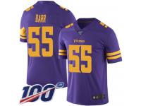 #55 Limited Anthony Barr Purple Football Men's Jersey Minnesota Vikings Rush Vapor Untouchable 100th Season