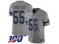 #55 Limited Leighton Vander Esch Gray Football Men's Jersey Dallas Cowboys Inverted Legend 100th Season