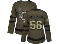 #56 Authentic Axel Andersson Green Hockey Women's Jersey Boston Bruins Salute to Service 2019 Stanley Cup Final Bound