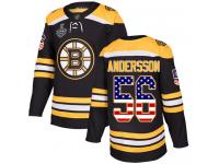 #56 Axel Andersson Black Hockey Men's Jersey Boston Bruins USA Flag Fashion 2019 Stanley Cup Final Bound