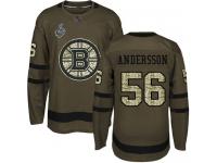 #56 Axel Andersson Green Hockey Men's Jersey Boston Bruins Salute to Service 2019 Stanley Cup Final Bound