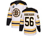 #56 Axel Andersson White Hockey Away Men's Jersey Boston Bruins 2019 Stanley Cup Final Bound