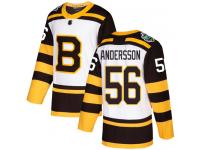 #56 Axel Andersson White Hockey Men's Jersey Boston Bruins 2019 Winter Classic
