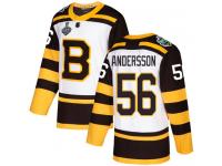 #56 Axel Andersson White Hockey Men's Jersey Boston Bruins Winter Classic 2019 Stanley Cup Final Bound