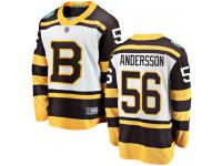 #56 Breakaway Axel Andersson White Hockey Men's Jersey Boston Bruins 2019 Winter Classic