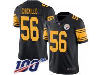 #56 Limited Anthony Chickillo Black Football Men's Jersey Pittsburgh Steelers Rush Vapor Untouchable 100th Season