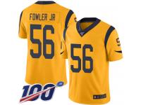 #56 Limited Dante Fowler Jr Gold Football Men's Jersey Los Angeles Rams Rush Vapor Untouchable 100th Season