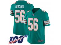#56 Limited Davon Godchaux Aqua Green Football Alternate Men's Jersey Miami Dolphins Vapor Untouchable 100th Season