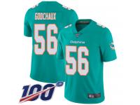 #56 Limited Davon Godchaux Aqua Green Football Home Men's Jersey Miami Dolphins Vapor Untouchable 100th Season