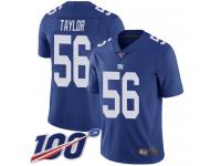 #56 Limited Lawrence Taylor Royal Blue Football Home Men's Jersey New York Giants Vapor Untouchable 100th Season