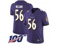 #56 Limited Tim Williams Purple Football Home Men's Jersey Baltimore Ravens Vapor Untouchable 100th Season