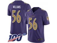 #56 Limited Tim Williams Purple Football Men's Jersey Baltimore Ravens Rush Vapor Untouchable 100th Season