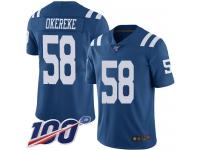 #58 Limited Bobby Okereke Royal Blue Football Men's Jersey Indianapolis Colts Rush Vapor Untouchable 100th Season