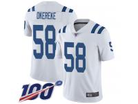 #58 Limited Bobby Okereke White Football Road Men's Jersey Indianapolis Colts Vapor Untouchable 100th Season