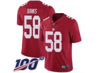 #58 Limited Carl Banks Red Football Men's Jersey New York Giants Inverted Legend 100th Season
