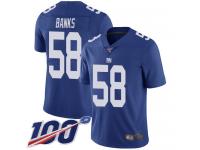 #58 Limited Carl Banks Royal Blue Football Home Men's Jersey New York Giants Vapor Untouchable 100th Season