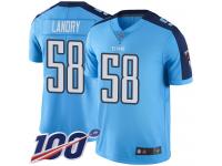 #58 Limited Harold Landry Light Blue Football Men's Jersey Tennessee Titans Rush Vapor Untouchable 100th Season