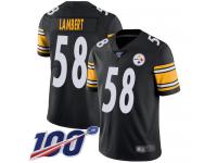 #58 Limited Jack Lambert Black Football Home Men's Jersey Pittsburgh Steelers Vapor Untouchable 100th Season