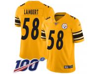 #58 Limited Jack Lambert Gold Football Men's Jersey Pittsburgh Steelers Inverted Legend 100th Season