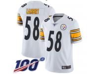 #58 Limited Jack Lambert White Football Road Men's Jersey Pittsburgh Steelers Vapor Untouchable 100th Season