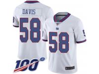 #58 Limited Tae Davis White Football Men's Jersey New York Giants Rush Vapor Untouchable 100th Season