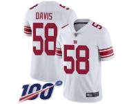 #58 Limited Tae Davis White Football Road Men's Jersey New York Giants Vapor Untouchable 100th Season