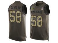 #58 Thomas Davis Sr Green Football Men's Jersey Los Angeles Chargers Salute to Service Tank Top
