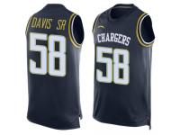 #58 Thomas Davis Sr Navy Blue Football Men's Jersey Los Angeles Chargers Player Name & Number Tank Top