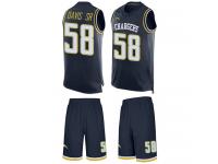 #58 Thomas Davis Sr Navy Blue Football Men's Jersey Los Angeles Chargers Tank Top Suit