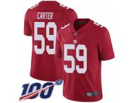 #59 Limited Lorenzo Carter Red Football Men's Jersey New York Giants Inverted Legend 100th Season