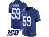 #59 Limited Lorenzo Carter Royal Blue Football Home Men's Jersey New York Giants Vapor Untouchable 100th Season