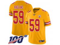 #59 Limited Reggie Ragland Gold Football Men's Jersey Kansas City Chiefs Inverted Legend 100th Season