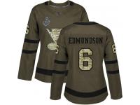 #6 Authentic Joel Edmundson Green Hockey Women's Jersey St. Louis Blues Salute to Service 2019 Stanley Cup Final Bound