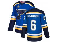 #6 Joel Edmundson Royal Blue Hockey Home Men's Jersey St. Louis Blues 2019 Stanley Cup Final Bound