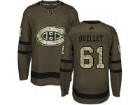 #61 Adidas Authentic Xavier Ouellet Men's Green NHL Jersey - Montreal Canadiens Salute to Service